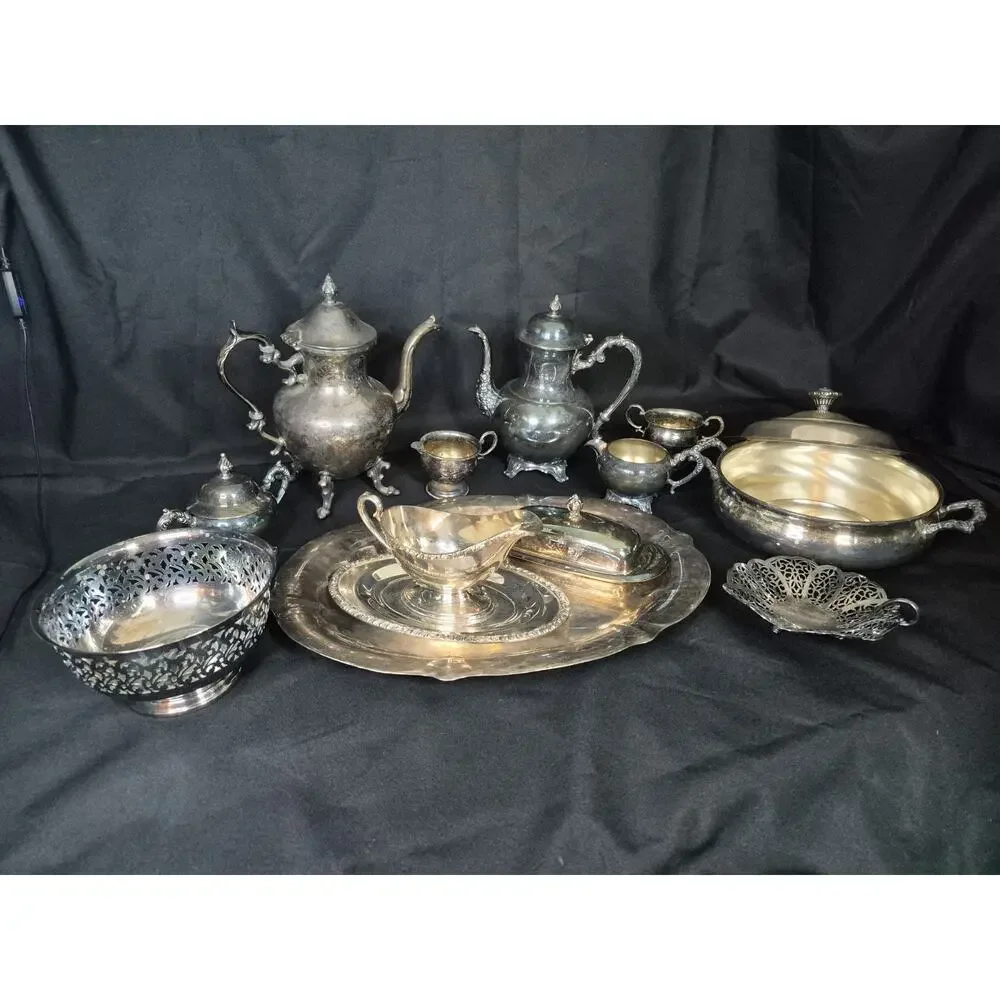 Vtg Silverplated WM Rogers Henley Service Set Tea Sugar Cream Butter Gravy Candy